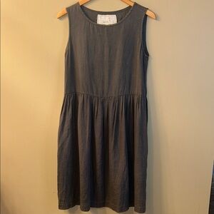 notPERFECTLINEN Women’s Dress Grey Midi Sleeveless with Pockets - Size XS